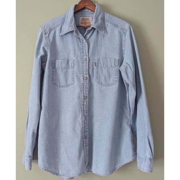 Levi's Red Tab Womens  Medium Denim Shirt Y2K 90s Workwear Jean - Picture 1 of 7